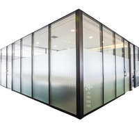 Cloison modulaire en verre transparente haut de gamme et moderne avec caractéristiques ignifuges et d'absorption acoustique pour les espaces de bureaux commerciaux