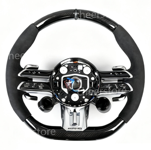 Para Mercedes Benz <span class=keywords><strong>2022</strong></span> nuevo G63 <span class=keywords><strong>AMG</strong></span> W463A W465 W206 W205 W204 W222 W223 W213 W177 GT GLE63 <span class=keywords><strong>volante</strong></span> de fibra de carbono con calefacción Led - Product Image 1