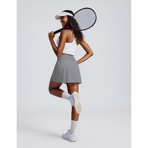 Falda de tenis para mujer, cintura alta, línea A, ligera, atlética, para golf, con bolsillo para pantalones cortos, ropa deportiva - Product Image 2