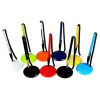 Stylo de bureau personnalisé avec logo, base ronde et cordon en spirale, idéal pour banques, hôtels, bureaux, cadeaux publicitaires, stylo de comptoir avec impression