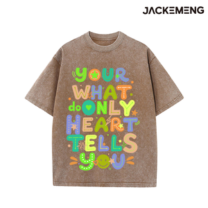 T-shirt Oversize 'Your Heart Tells You' Stile Streetwear Retrò, Maglietta Hip Hop a Maniche Corte, Vendita all'Ingrosso da Magazzino Locale USA - Product Image 6