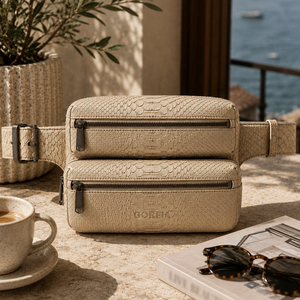 Sac banane en cuir PU texture crocodile OEM/ODM, sac de poitrine à double fermeture éclair, sac bandoulière réglable, sac de voyage quotidien - Product Image 1