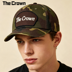 Casquette de baseball 5 panneaux camouflage personnalisée avec logo, visière incurvée, vert olive, camouflage woodland, vente en gros, directement de l'usine - Product Image 1