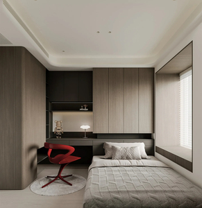 เฟอร์นิเจอร์เมลามีน Tatami แบบตั้งอิสระโต๊ะเหนือเตียงตู้เสื้อผ้าพร้อมลิ้นชักด้านข้างดีไซน์ไฟประตูไม้เนื้อแข็งสำหรับใช้ในบ้านและโรงแรม - Product Image 4