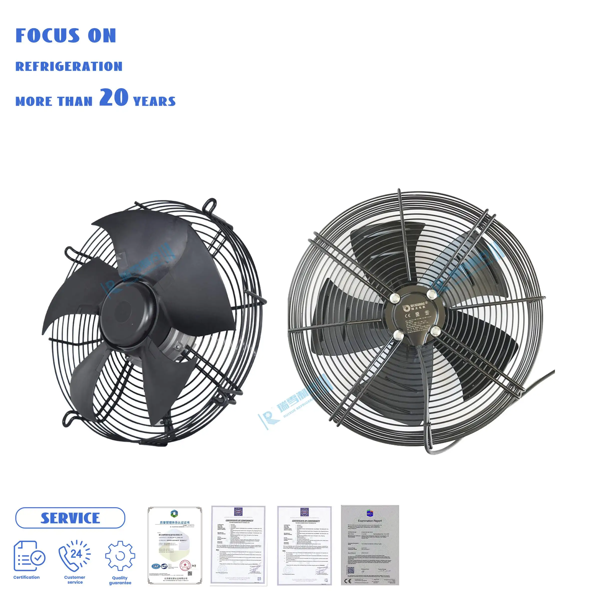 Ventilador de ventilação profissional com fluxo axial AC 300 mm Ventiladores de alumínio com 5 lâminas de exaustão do rotor externo