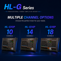 Console de mixage audio alimentée RGB 18 canaux HL-G18P, amplificateur 2*350W, console DJ de scène, double effets DSP 99, BT 5.0, OTG, alimentation fantôme
