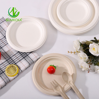 SUMKOKA Assiettes en papier compostables à 100 % de 10 pouces, conformes aux normes FDA, BPI, ISO, robustes, écologiques, biodégradables, rondes, fabriquées à partir de bagasse
