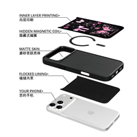 Coque de téléphone AG Feeling Black Edge avec motif papillon fluorescent doré pour iPhone 17, 17 Pro Max, 16 Pro, 15 – Coque magnétique