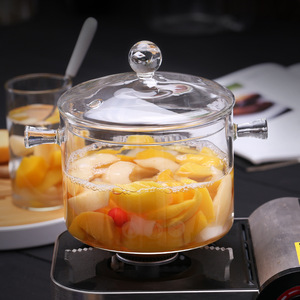 Olla de vidrio borosilicato de gran capacidad para cocinar fideos y sopa, apta para microondas, con asa. - Product Image 3