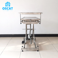 Table d'opération vétérinaire OSCAT en acier inoxydable, réglable en hauteur, pour clinique vétérinaire et hôpital animalier