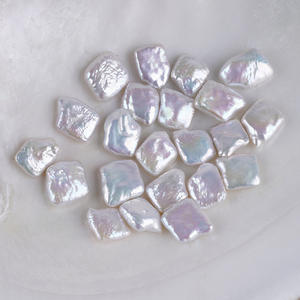 Perles carrées blanches de 12-13 mm de Zhuji, perles baroques d'eau douce, perles bouton roses, bijoux pour collier et bracelet DIY, vente en gros - Product Image 3