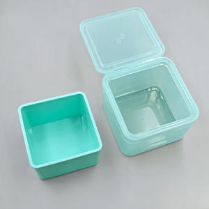 Bouteille carrée en plastique <span class=keywords><strong>à</strong></span> double paroi personnalisée pour les soins de la peau Pot de tampon de coton carré Tweenzers de flocon de coton démaquillant pour le visage - Product Image 1