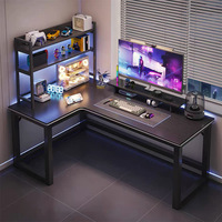 Bureau d'angle en PVC personnalisable en forme de L pour jeux électroniques, design moderne et luxueux, RGB, pour la maison, la chambre, le bureau, l'étude