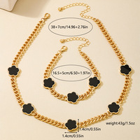 Haut de gamme en alliage plaqué or femmes rétro luxe fleur pendentif collier Bracelet ensemble pour mariages anniversaires fiançailles