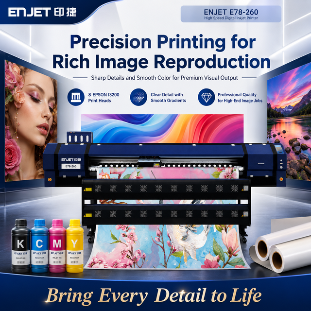 2.6m High Speed Industrial Sublimation Textile Printer Machine with 8 Pcs for I3200A1 Print Head Automatic New ENJET