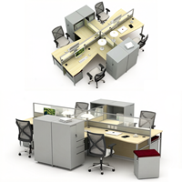 Muebles Grandes: Estación de Trabajo Modular en Forma de L para 6 Personas, Cubículo Moderno de Aluminio para Oficina, Escritorio para Personal, Almacén, Hospital