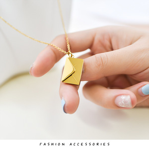 2022 acier inoxydable collier enveloppe médaillon meilleur ami cadeau pendentif caché amour vous Message lien chaîne pour les occasions de fête - Product Image 5