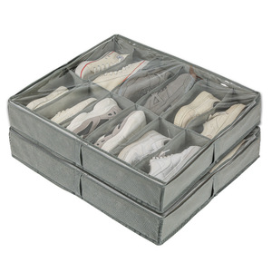 Boîte de <span class=keywords><strong>rangement</strong></span> multifonctionnelle <span class=keywords><strong>sous</strong></span> le <span class=keywords><strong>lit</strong></span>, 12 compartiments, séparateur transparent, pliable, anti-poussière, boîte de <span class=keywords><strong>rangement</strong></span> pour <span class=keywords><strong>chaussures</strong></span> - Product Image 3
