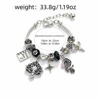 Bracelet Fanhua Jewelry, best-seller TikTok, en acier inoxydable plaqué or, étanche, avec motifs Corbeau, Rose, Pique et Boule 8