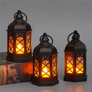 Marrocos plástico impermeável bateria Powered vela pendurado lanterna Vintage Tabletop lanternas luzes decoração