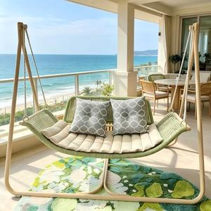 Fauteuil <span class=keywords><strong>suspendu</strong></span> de luxe imperméable pour patio extérieur, chaise <span class=keywords><strong>double</strong></span> de jardin en rotin résistant à l'eau pour hôtel et loisirs - Product Image 2