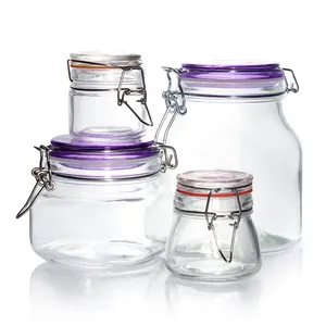 Thiết Kế Mới Glass Gia Vị Jar 500Ml Cà Phê Clip Lưu Trữ Hàng Đầu Jar Với Clip Top
