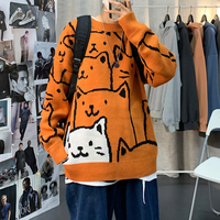 Pull-over à motif animalier color block pour homme, col rond, anti-boulochage, en coton tricoté, vente en gros, directement de l'usine