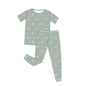 ملابس نوم للأطفال حديثة الولادة بطبعة حيوانات صغيرة مع بيجامات مجمعة بألوان سادة + بامبو + من الياف لدنة - Product Image 1