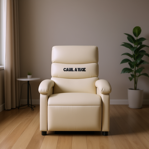 Fauteuil inclinable en similicuir Caula Tide Cream, fonctionnement manuel, design contemporain, dossier serré, accoudoirs rembourrés - Product Image 2