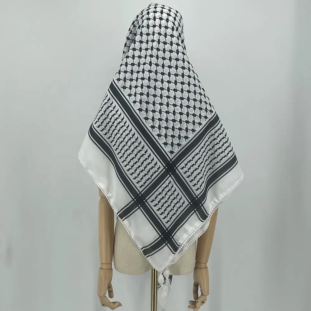 Yemeni suudi arap eşarp erkekler Kuffiyeh başörtüsü, pamuk Filistin Keffiyeh eşarp Shemagh,Filistin şal başörtüsü Filistin Keffiyeh