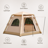 Carpa Inflable Ligera e Impermeable de 4.6 m² para 2-3 Personas, Portátil, de Oxford 300D, con 2 Puertas y 2 Ventanas, para las Cuatro Estaciones, Protección UV