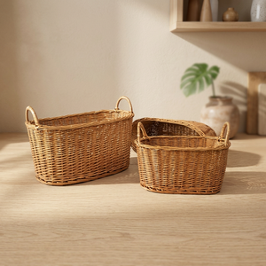 Hand-woven Simple Style <b>Bamboo</b> <b>Basket</b> Eco-friendly Multifunctional Design for Food Storage in Restaurants Picnics Kitchens - Product Image 2