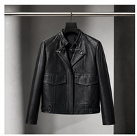 Nouvelle veste en cuir style moto printemps-automne, veste courte à col montant pour femme, pour un usage quotidien décontracté