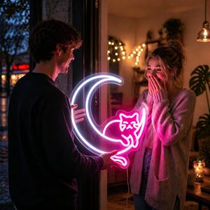 Moon Cat Letreros Neon LED dimmable USB powered ambient <b>light</b> store <b>window</b> decoration <b>light</b> street indicator <b>light</b> Customized - Product Image 4