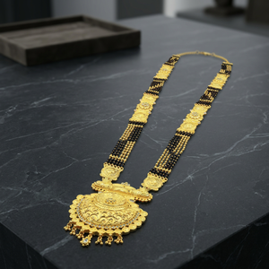 Wholesale 24K Micron Gold AD Stone Long Mangalsutra With Big Pendant, Forming AD Stone Mangalsutra, Traditional Wedding Jewelry. - Product Image 3