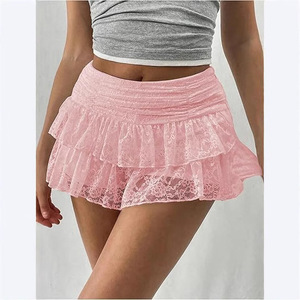 Minifalda Sexy de Encaje <span class=keywords><strong>con</strong></span> Volantes, Estilo Europeo Americano, para Mujer, 2026 - Product Image 3