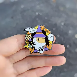 Insignia fabricante diseño esmalte solapa Pin venta al por mayor Halloween Metal Pin insignias solapa dura esmalte personalizado Pin