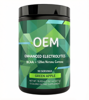 Poudre d'électrolytes premium enrichie à la pomme verte 477g BCAA Caféine naturelle Complément alimentaire sportif pour adultes Personnalisable OEM