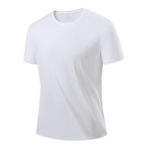 เสื้อยืดคอกลมสีขาว โพลีเอสเตอร์ แห้งเร็ว สไตล์ลำลองสำหรับผู้ชาย - Product Image 1