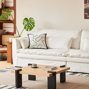 Sofá de Tela de Lino Moderno ATUNUS, Muebles para Sala de Estar, Sofá Tapizado Lavable Color Beige, Sofá Modular de 3 Plazas - Product Image 3