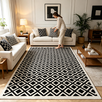Tapis géométrique moderne en polypropylène jacquard, motif treillis, antibactérien, fin, antidérapant, pour salon, chambre, intérieur