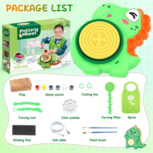 Ruota di ceramica dinosauro per bambini completa pittura ceramica Kit di arti e mestieri giocattoli Air Dry argilla arte ceramica macchina ruota - Product Image 6