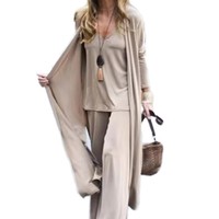 Ensembles de tricot 2 pièces pour femmes : Cardigan, débardeur et pantalon, amples, formels, imperméables, personnalisables et coordonnés