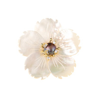 Broche en laiton en gros pour la fabrication de bijoux, motif fleur de coquillage marin et fleur de pêcher en perle d'eau douce
