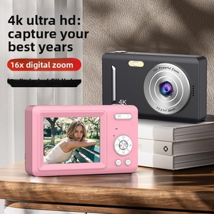 กล้องเด็ก 4K Ultra HD ซูมดิจิตอล 16 เท่า หน้าจอ 3.0 นิ้ว ตัวกล้องพลาสติก สีชมพูและสีดำ สำหรับเด็ก - Product Image 1