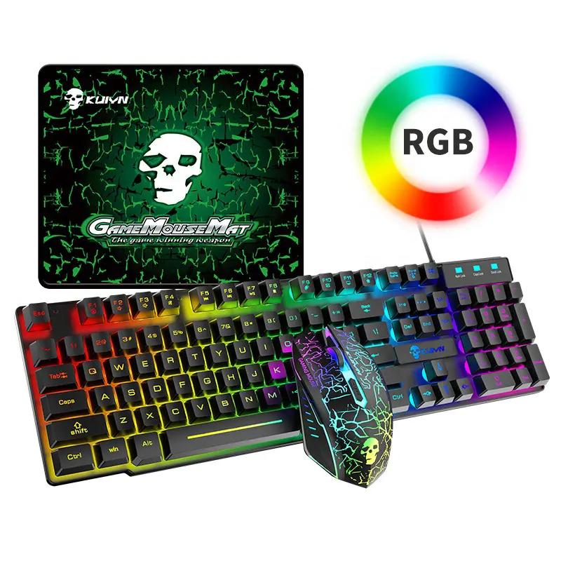 ชุดคีย์บอร์ดและเมาส์ RGB แบบมีสาย,คีย์บอร์ดและเมาส์สำหรับเล่นเกม RGB กลไกสำหรับนักเล่นเกมคอมพิวเตอร์