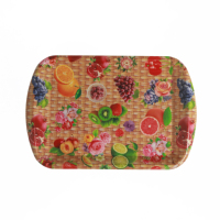 Durable bonne qualité ensemble de salle à manger plateau rectangulaire personnalisé en plastique plaque de fruits et de fleurs plateau de service
