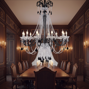 Luminaires suspendus de haute qualité pour escaliers, en cristal <span class=keywords><strong>noir</strong></span> <span class=keywords><strong>LED</strong></span>, style bougie, pour plafonds hauts - Product Image 4