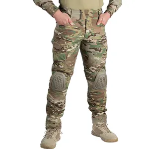 IDOGEAR yeni varış erkekler G4 Camo avcılık Paintball taktik açık pantolon kamuflaj pantolon diz pedleri ile taktik pantolon