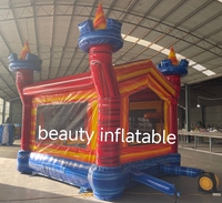 Château gonflable rouge de marbre de luxe de maison de rebond de château de 13 * 13ft pour des enfants